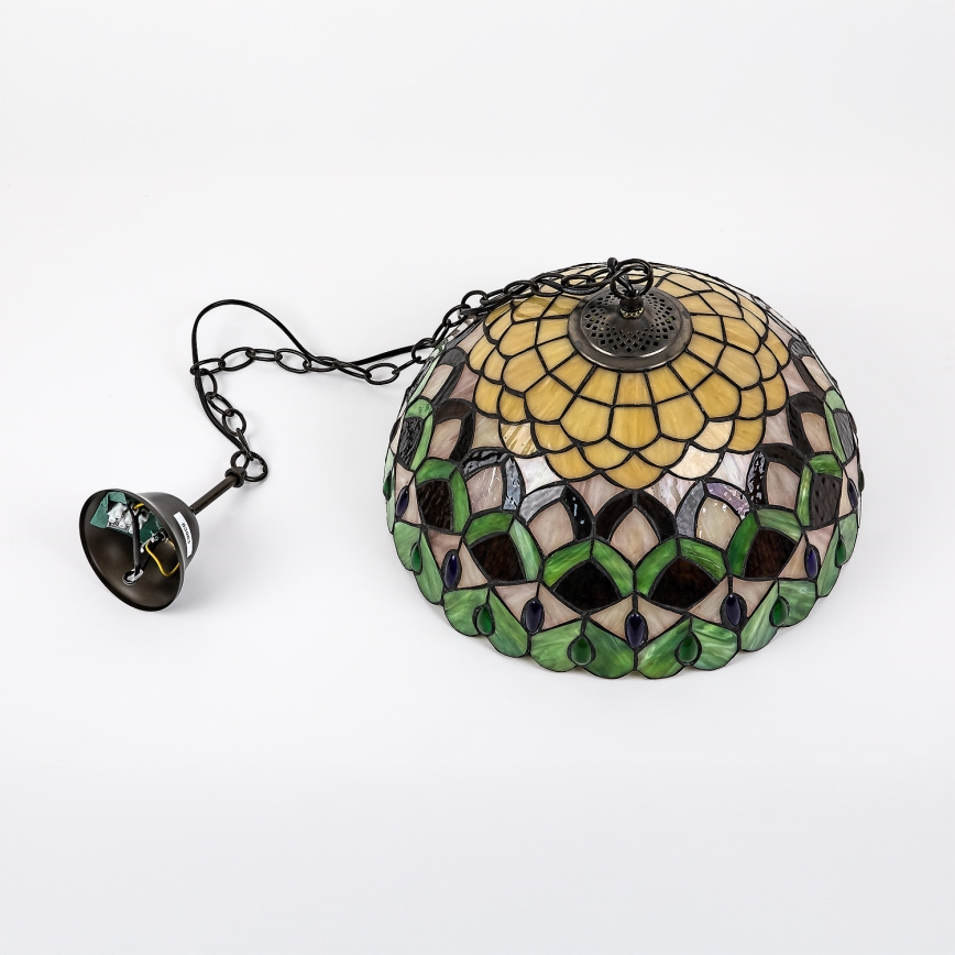 Brilagi - Tiffany-Buntglas-Pendelleuchte mit Kette MARGARET 2xE27/60W/230V