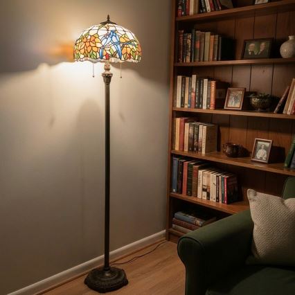 Brilagi - Tiffany-Buntglas-Stehlampe JUNGLE 2xE27/60W/230V