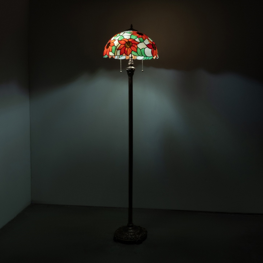 Brilagi - Tiffany Buntglas-Stehlampe SUNFLOWER 2xE27/60W/230V