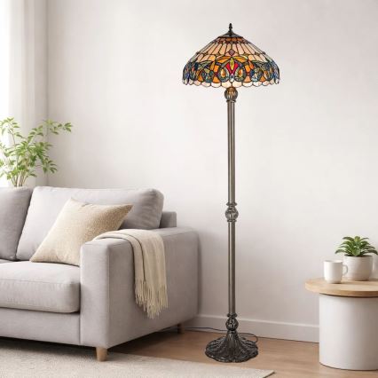 Brilagi - Tiffany-Buntglas-Stehleuchte LUISA 2xE27/60W/230V
