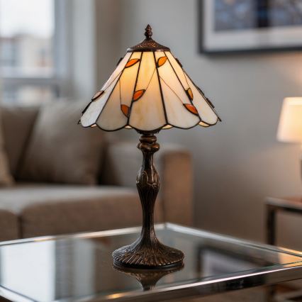 Brilagi - Tiffany-Buntglas-Tischlampe FOLIA 1xE27/60W/230V