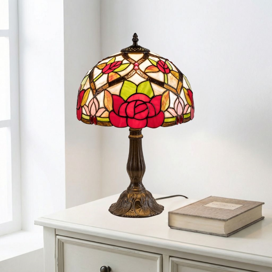 Brilagi - Tiffany-Buntglas-Tischlampe GARLAN 1xE27/40W/230V