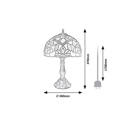 Brilagi - Tiffany-Buntglas-Tischlampe GARLAN 1xE27/40W/230V