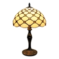 BRILAGI - Tiffany Buntglas-Tischlampe IVORY SMOOTH 1xE27/60W/230V