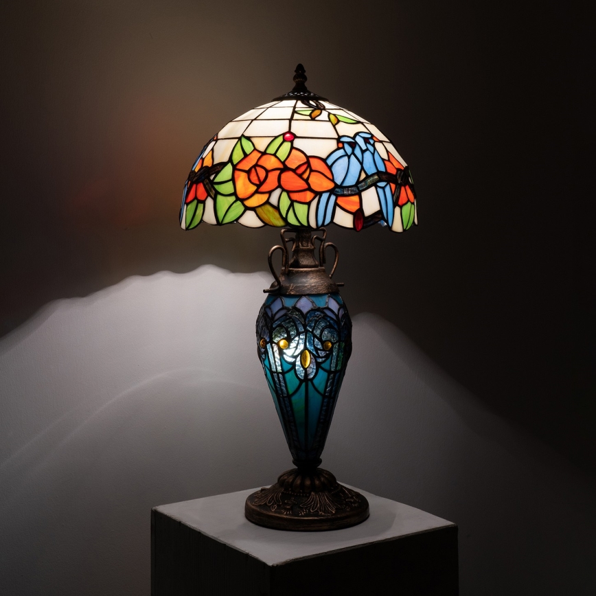 Brilagi - Tiffany-Buntglas-Tischlampe JUNGLE 1xE27/60W/230V + 1xE14/40W