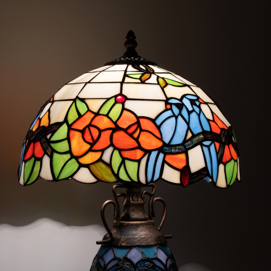 Brilagi - Tiffany-Buntglas-Tischlampe JUNGLE 1xE27/60W/230V + 1xE14/40W