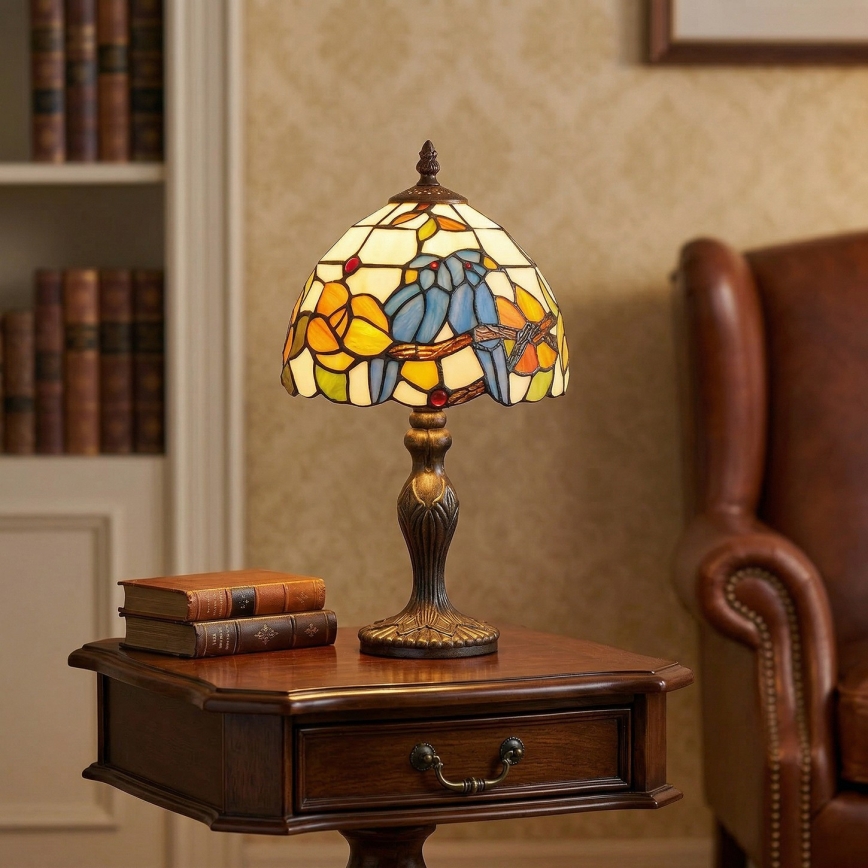 Brilagi - Tiffany-Buntglas-Tischlampe JUNGLE 1xE27/60W/230V