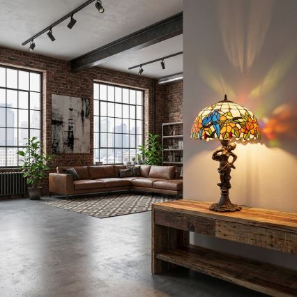 Brilagi - Tiffany Buntglas-Tischlampe JUNGLE 1xE27/60W/230V