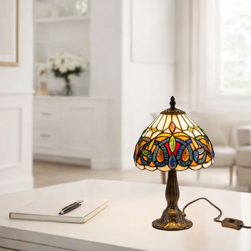 Brilagi - Tiffany-Buntglas-Tischlampe LUISA 1xE14/40W/230V