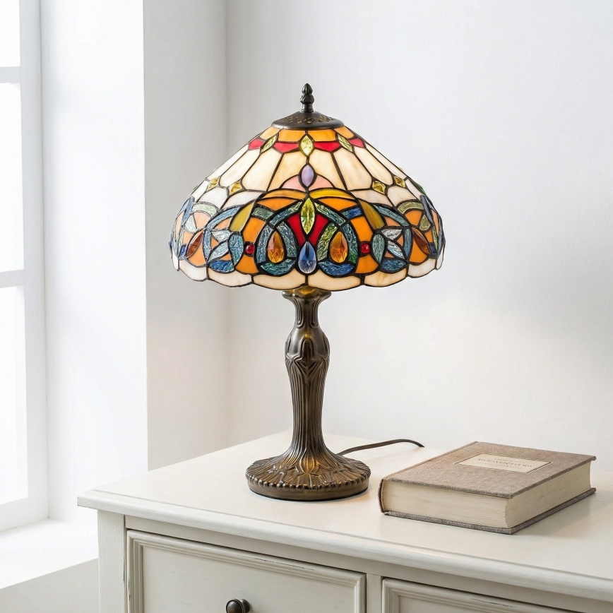 Brilagi - Tiffany-Buntglas-Tischlampe LUISA 1xE27/40W/230V
