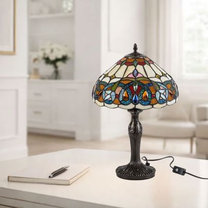 Brilagi - Tiffany-Buntglas-Tischlampe LUISA 1xE27/40W/230V