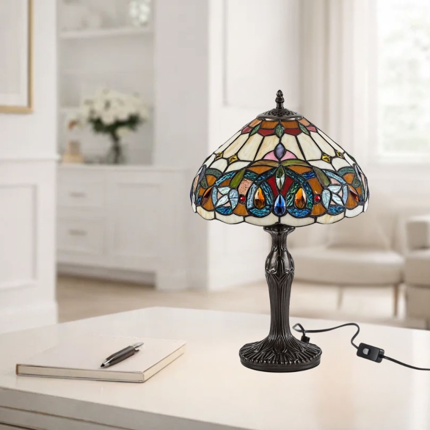 Brilagi - Tiffany-Buntglas-Tischlampe LUISA 1xE27/40W/230V