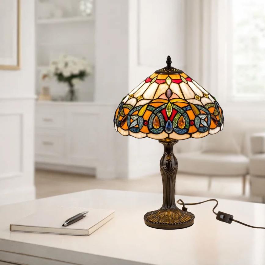Brilagi - Tiffany-Buntglas-Tischlampe LUISA 1xE27/40W/230V