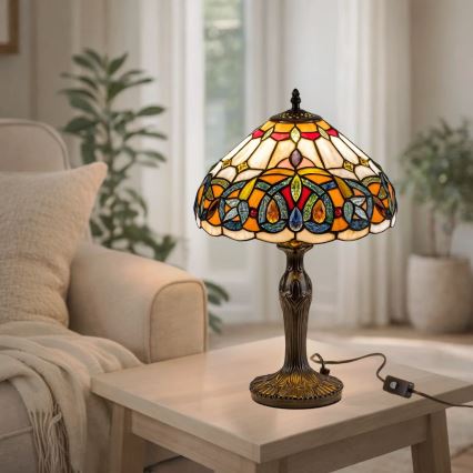 Brilagi - Tiffany-Buntglas-Tischlampe LUISA 1xE27/40W/230V