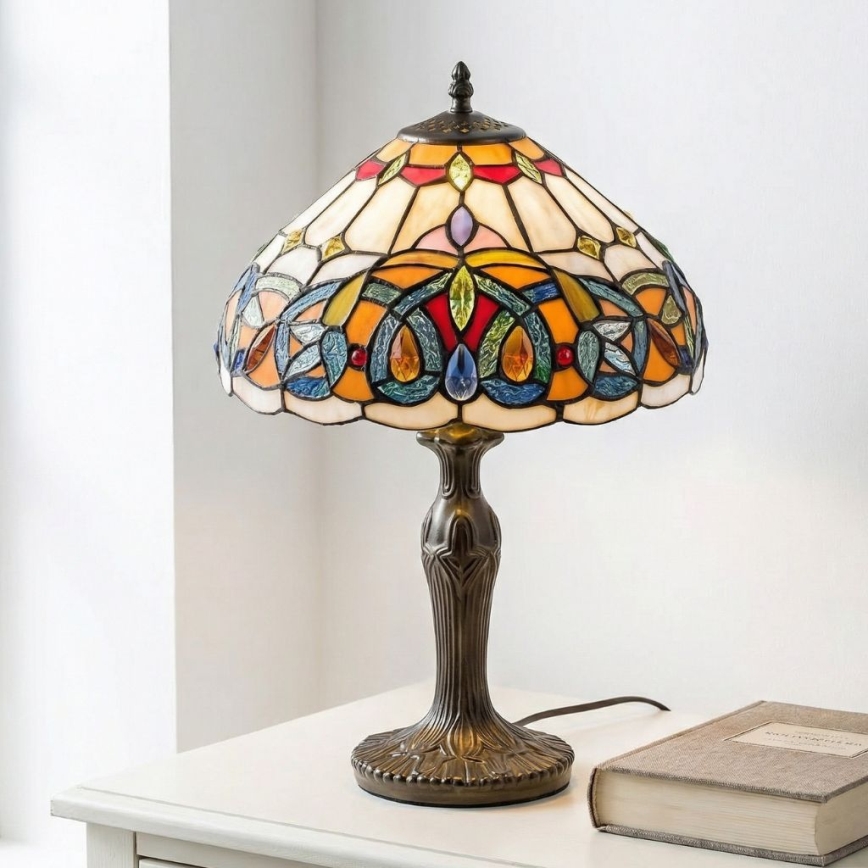 Brilagi - Tiffany-Buntglas-Tischlampe LUISA 1xE27/40W/230V