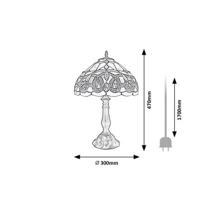 Brilagi - Tiffany-Buntglas-Tischlampe LUISA 1xE27/40W/230V