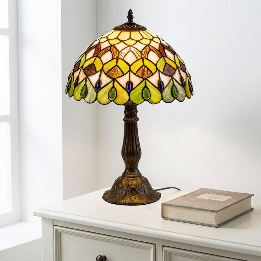 Brilagi - Tiffany-Buntglas-Tischlampe MARGARET 1xE27/40W/230V