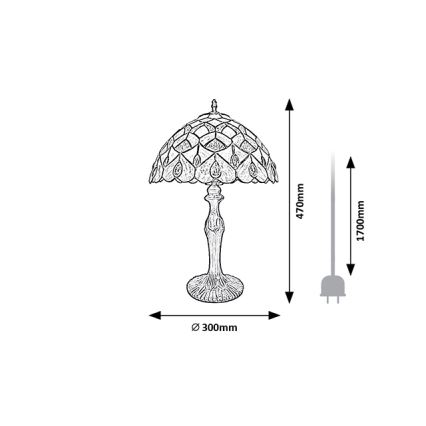 Brilagi - Tiffany-Buntglas-Tischlampe MARGARET 1xE27/40W/230V
