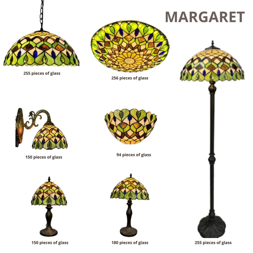 Brilagi - Tiffany-Buntglas-Tischlampe MARGARET 1xE27/40W/230V
