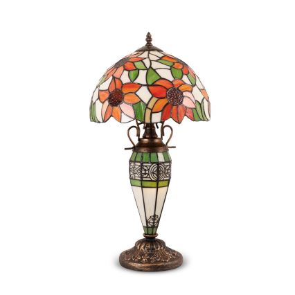 Brilagi - Tiffany-Buntglas-Tischlampe SUNFLOWER 1xE27/60W/230V + 1xE14/40W