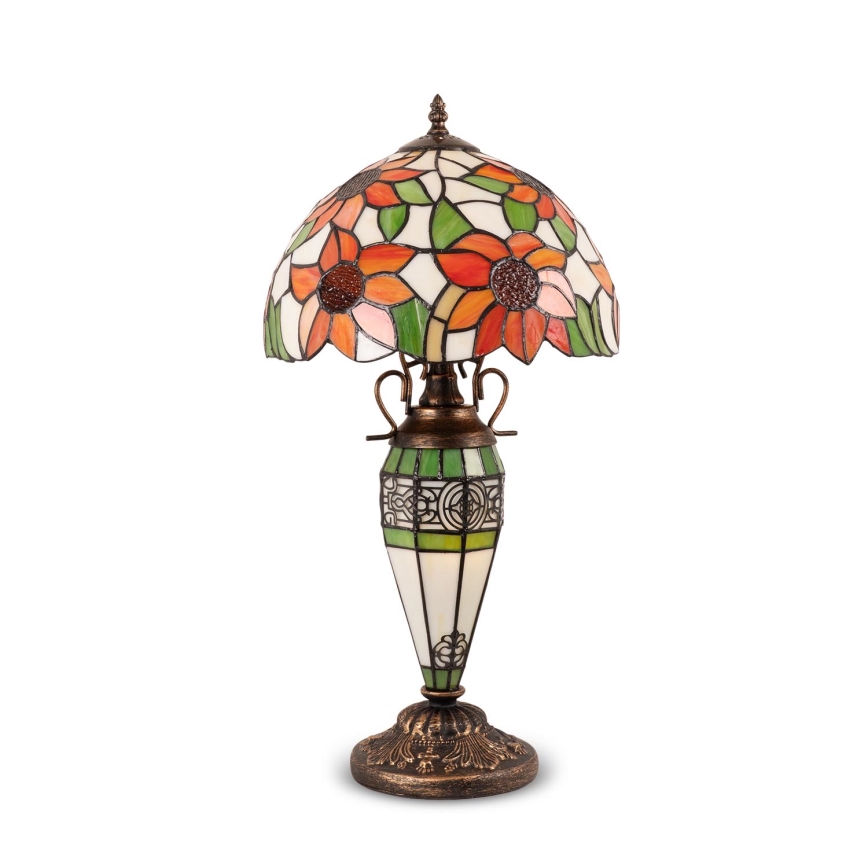 Brilagi - Tiffany-Buntglas-Tischlampe SUNFLOWER 1xE27/60W/230V + 1xE14/40W