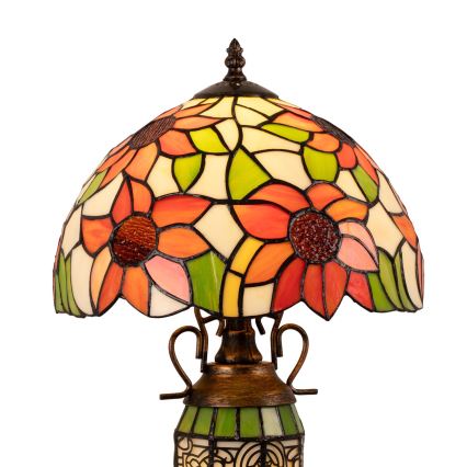 Brilagi - Tiffany-Buntglas-Tischlampe SUNFLOWER 1xE27/60W/230V + 1xE14/40W