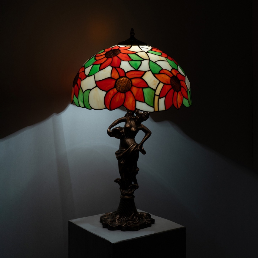 Brilagi - Tiffany-Buntglas-Tischlampe SUNFLOWER 1xE27/60W/230V
