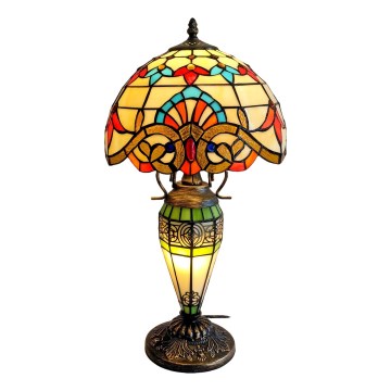 Brilagi - Tiffany-Buntglas-Tischleuchte MIRABELLA 1xE27/60W/230V + 1xE14/40W