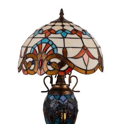 Brilagi - Tiffany-Buntglas-Tischleuchte MIRABELLA 1xE27/60W/230V + 1xE14/40W