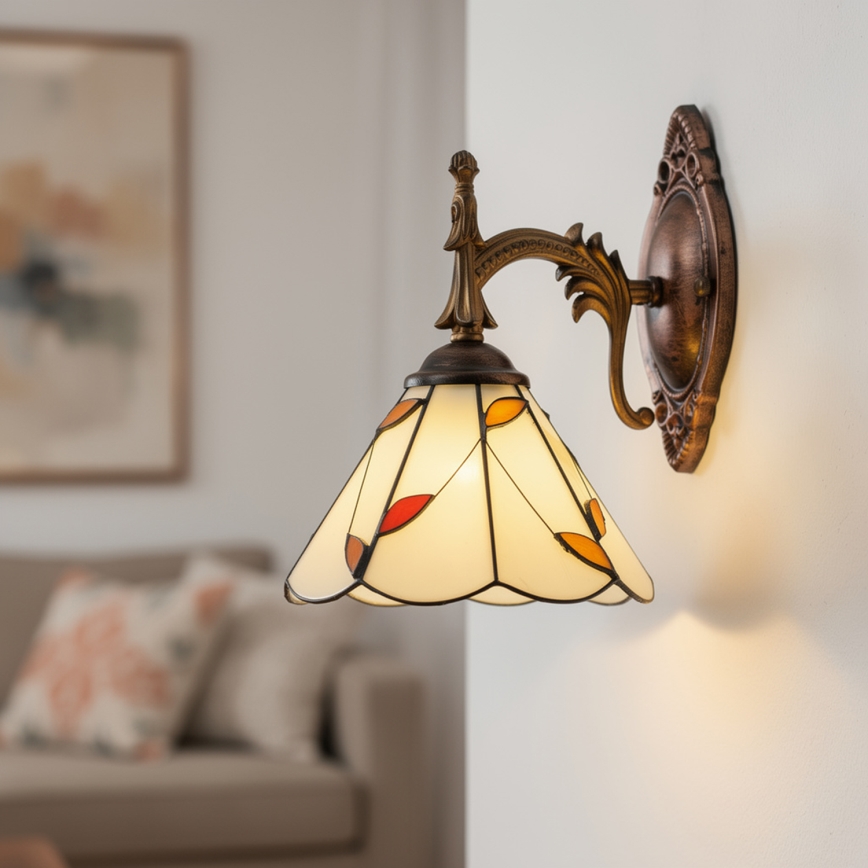 Brilagi - Tiffany-Buntglas-Wandleuchte FOLIA 1xE14/40W/230V