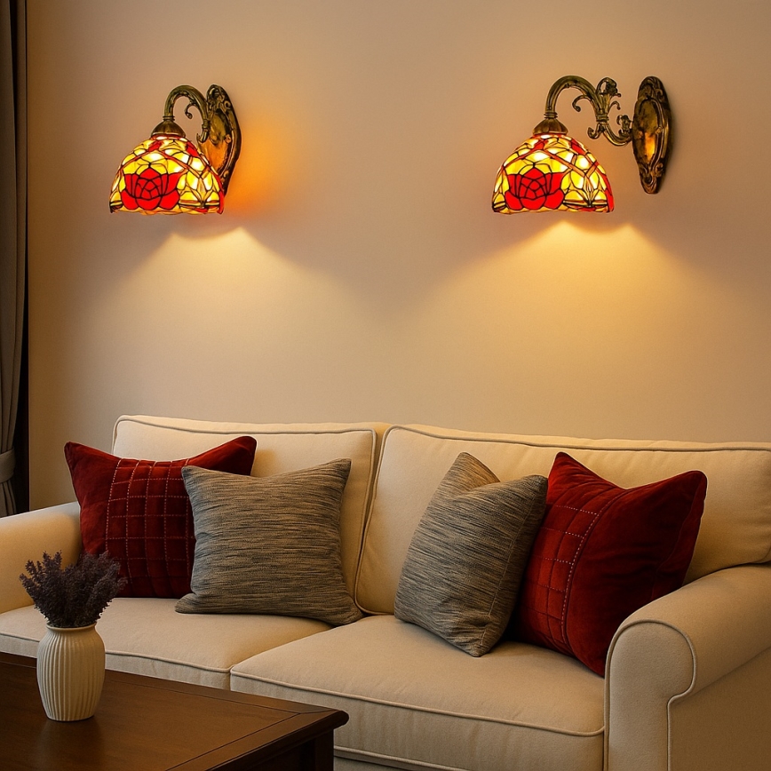 Brilagi - Tiffany-Buntglas-Wandleuchte GARLAN 1xE27/40W/230V