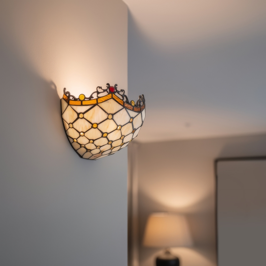 BRILAGI - Tiffany Buntglas-Wandleuchte IVORY 1xE14/40W/230V