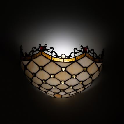 BRILAGI - Tiffany Buntglas-Wandleuchte IVORY 1xE14/40W/230V