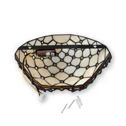 BRILAGI - Tiffany Buntglas-Wandleuchte IVORY 1xE14/40W/230V