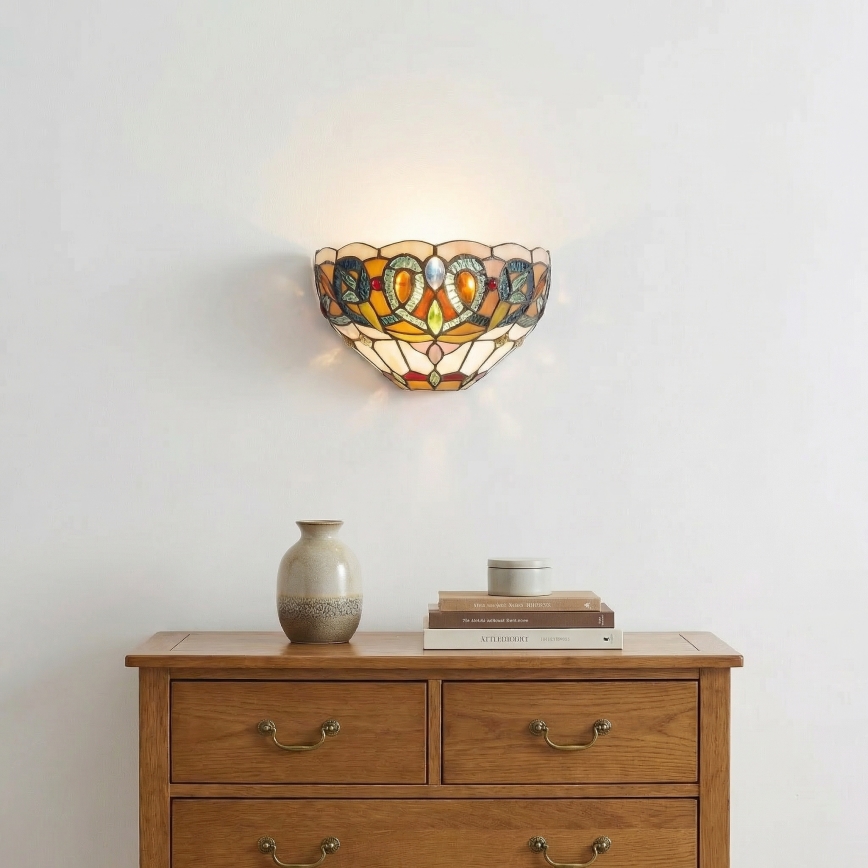 Brilagi - Tiffany-Buntglas-Wandleuchte LUISA 1xE27/40W/230V