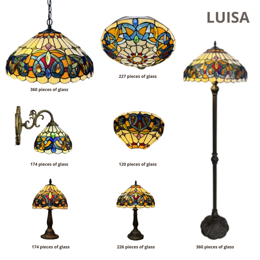 Brilagi - Tiffany-Buntglas-Wandleuchte LUISA 1xE27/40W/230V