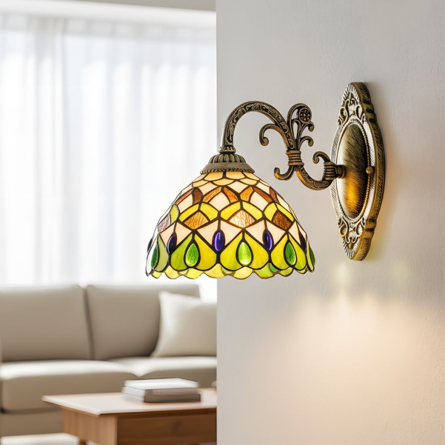 Brilagi - Tiffany-Buntglas-Wandleuchte MARGARET 1xE27/40W/230V