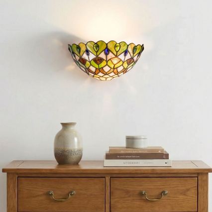 Brilagi - Tiffany-Buntglas-Wandleuchte MARGARET 1xE27/40W/230V