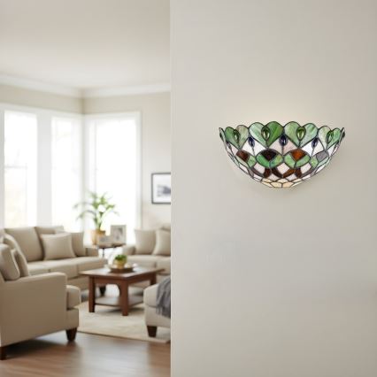 Brilagi - Tiffany-Buntglas-Wandleuchte MARGARET 1xE27/40W/230V