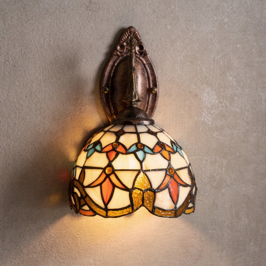 Brilagi - Tiffany-Buntglas-Wandleuchte MIRABELLA 1xE14/40W/230V