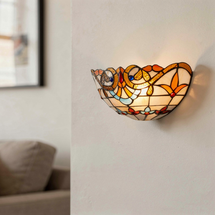 Brilagi - Tiffany-Buntglas-Wandleuchte MIRABELLA 1xE14/40W/230V