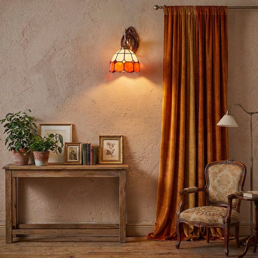 BRILAGI - Tiffany-Buntglas-Wandleuchte SIENNA 1xE14/40W/230V