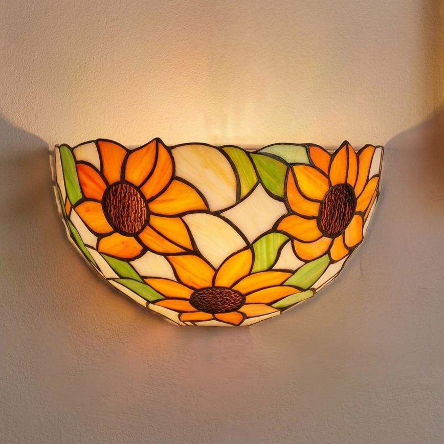 Brilagi - Tiffany-Buntglas-Wandleuchte SUNFLOWER 1xE14/40W/230V