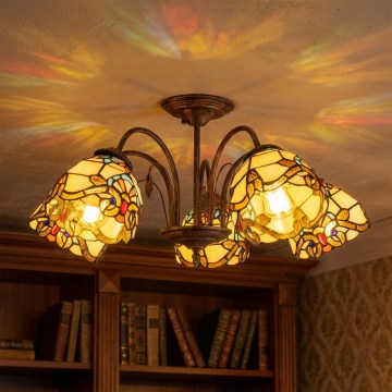 Brilagi - Tiffany-Deckenleuchte (aufgesetzt) MIRABELLA, 5×E27, max. 60 W, 230 V, Ø 60 cm