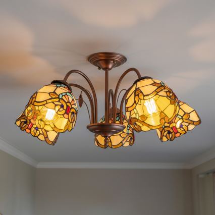 Brilagi - Tiffany-Deckenleuchte (aufgesetzt) MIRABELLA, 5×E27, max. 60 W, 230 V, Ø 60 cm