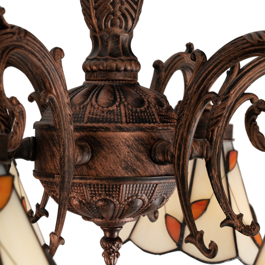 Brilagi - Tiffany-Glas aufgesetzte Deckenleuchte FOLIA 6xE27/60W/230V Ø 60 cm