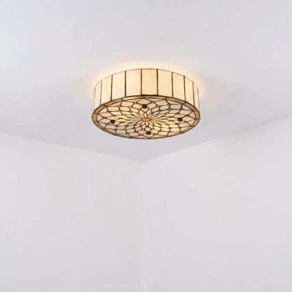 Brilagi - Tiffany-Glas-Deckenleuchte Elfenbein 3xE27/60W/230V Ø 40 cm