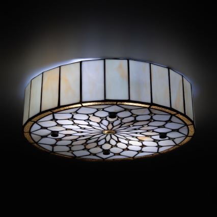 Brilagi - Tiffany-Glas-Deckenleuchte Elfenbein 3xE27/60W/230V Ø 40 cm