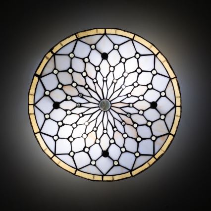 Brilagi - Tiffany-Glas-Deckenleuchte Elfenbein 3xE27/60W/230V Ø 40 cm