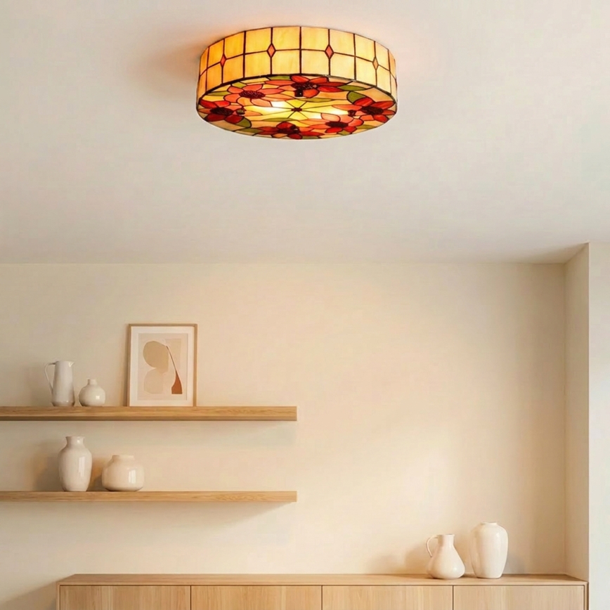 Brilagi - Tiffany-Glas-Deckenleuchte SUNFLOWER 3xE27/60W/230V Ø 40 cm